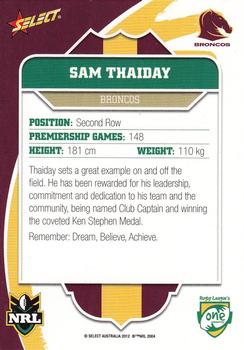 2012 Select One Community #1 Sam Thaiday Back